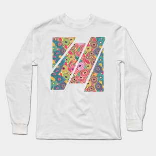 Colorful Mosaic Fantasy Zinnias Long Sleeve T-Shirt